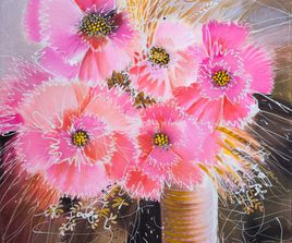 Pink flowers, 70x100, acrylic, canvas, 2015