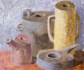 Thick dishes, 50x50, oil, cardboard, 1995