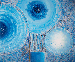 Blue flowers, 100x85, acrylic, oil, canvas 