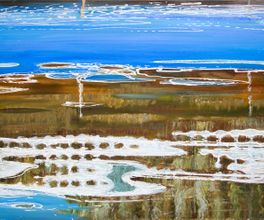 Pier-reflection, 75x58, oil, canvas