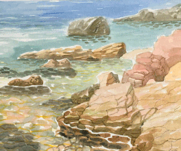Rocky-beach, 24x17, aquarelle, paper