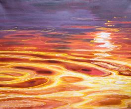 Sunset-reflection, 90x70, acryl, oil, canvas