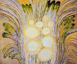 Yelow flower, 75x65, acrylic, oil, canvas